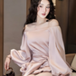 Gentle A Line Long Sleeve Satin Short Homecoming Dress Cocktail Dress SH3299