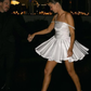 Cute A Line Spaghetti Strap Pearl White Satin Short Homecoming Dress Birthday Dress SH2085