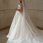 Beautiful A Line Spaghetti Strap White Simple Satin Wedding Dress SH6033