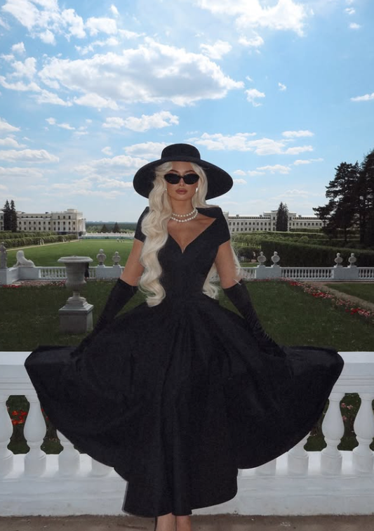 Classical Black A Line V Neck Satin Long Prom Dress Evening Dress Party Dress SH3787