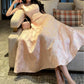 Pretty A Line Spaghetti Straps Pink Lace Satin Prom Dresses Evening Gowns SH1608