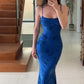 Sexy Mermaid Spaghetti Straps Royal Blue Long Evening Dress Party Dress Prom Dress SH4541