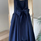 Cute A Line Straps Pink Satin Tea Length Prom Dress With Bow SH3780