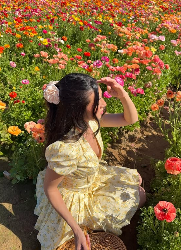 Yellow A Line Puff Sleeve Print Floral Satin Short Prom Dress Homecoming Dress SH6396
