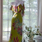 Green Print Floral Mermaid Spaghetti Strap Chiffon Backless Evening Dress Party Dress SH3799