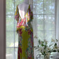 Green Print Floral Mermaid Spaghetti Strap Chiffon Backless Evening Dress Party Dress SH3799