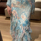 Vintage Mermaid Spaghetti Strap Blue Ruffle Layered Prom Dress Party Dress SH4070