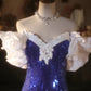 Shiny Mermaid Off the Shoulder Royal Blue Sequin Prom Dress Party Dress SH4069