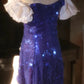 Shiny Mermaid Off the Shoulder Royal Blue Sequin Prom Dress Party Dress SH4069