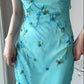 Retro Sheath Spaghetti Straps Beaded Blue Green Chiffon Prom Dress Party Dress SH4065