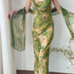 Exquisite Sheath Straps Beaded Print Floral Chiffon Prom Dress Party Dress SH4063