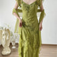 Elegant Retro Green A Line Embroidered Flying Sleeve Chiffon Prom Dress Party Dress SH4061