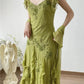 Elegant Retro Green A Line Embroidered Flying Sleeve Chiffon Prom Dress Party Dress SH4061