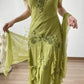 Elegant Retro Green A Line Embroidered Flying Sleeve Chiffon Prom Dress Party Dress SH4061