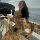 Vintage Mermaid Spaghetti Strap Beaded Ruffle Chiffon Long Prom Dress Evening Dress SH2059