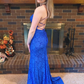 Elegant Mermaid Royal Blue Lace Prom Dress SH627