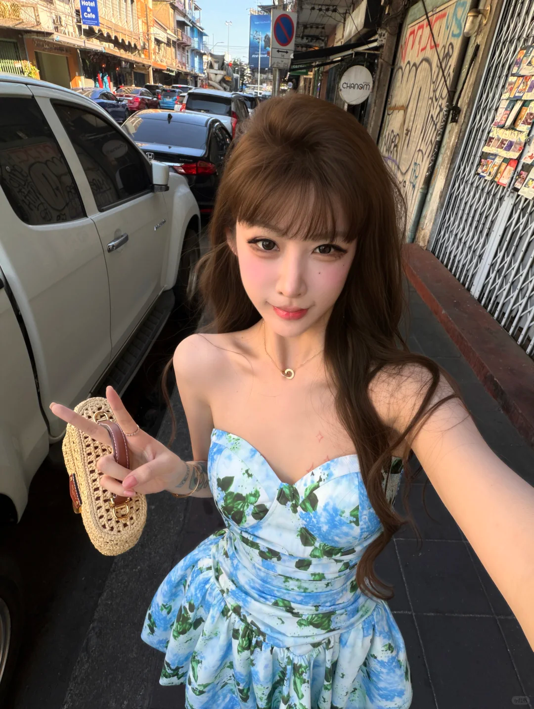 Cute A Line Sweetheart Neck Blue Print Floral Satin Short Homecoming Dress Outfits SH5823