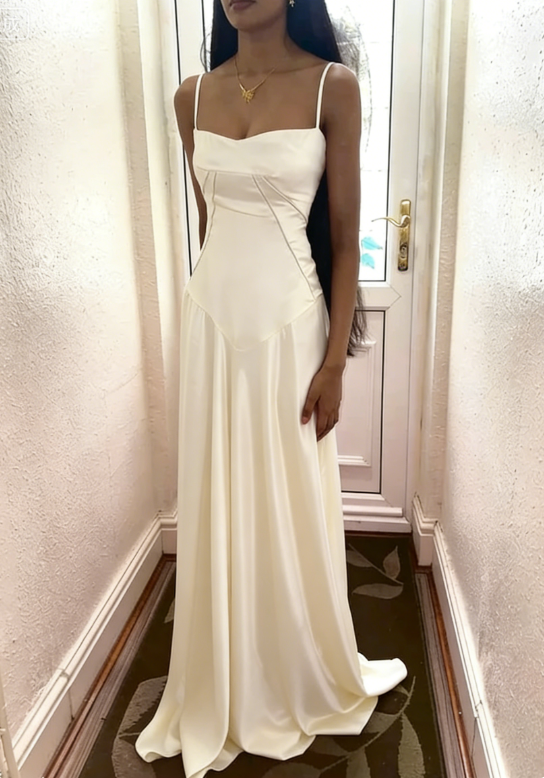 Simple Brown Spaghetti Straps A Line Prom Dress Party Dress SH1379