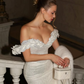 Shiny Mermaid Off the Shoulder White Sequin Long Sweep Prom Dress Party Dress SH6429