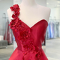 A-Line Backless Homecoming Dresses Red Mini Sleeveless One Shoulder Graduation Dress With Appliques  SH760