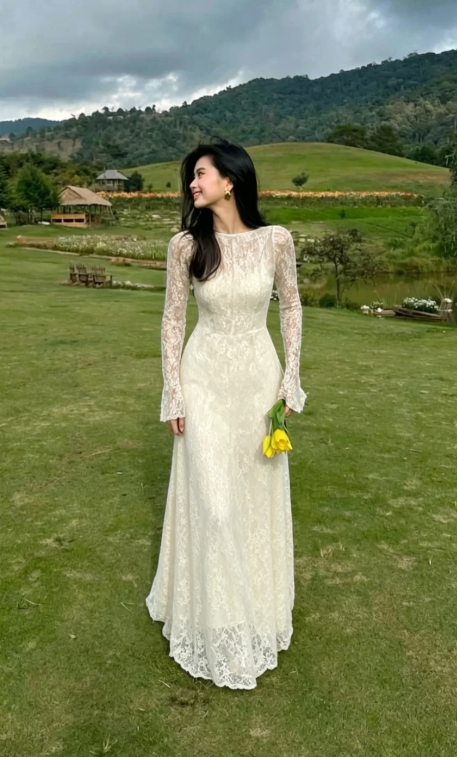 Black Lace Sexy A Line Long Sleeve Evening Dress Prom Dresses Formal Gown SH3941