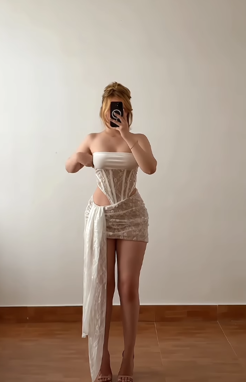 Hot Sheath Strapless Corset White Lace Short Prom Dress Homecoming Dress Outfits SH6861