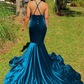 Mermaid V-Neck Applique Spaghetti Straps Long Prom Dress SH804