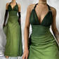 Halter Ombre Navy Blue Long Chiffon Prom Dress  SH1157