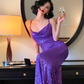 Sexy Shiny Purple Mermaid Straps Sequin Long Prom Dress Vacation Dress SH4318
