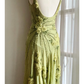 Vintage Mermaid Spaghetti Strap Beaded Flower Chiffon Party Dress Evening Dress SH3344