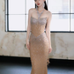 Exquisite Mermaid Strapless Shiny Rhinestone Tulle Long Prom Dress Evening Dress SH4241