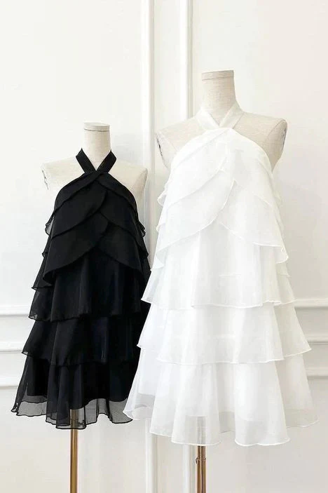 Elegant Halter White Homecoming Dress Short Formal Dress SH774
