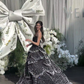 Stunning Ball Gown Strapless Layered Pearl Black Satin Prom Dress 18th Birthday Dress SH4925