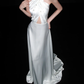 Simple High-class A Line Halter Pearl White Satin Backless Long Wedding Dress SH6668
