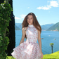 Dreamy Pink A Line Halter Print Layered Organza Short Homecoming Dress Outfits SH6497
