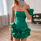 Green Stylish Bodycon One Shoulder Mini Graduation Dress Homecoming Dresswith Ruffles SH7989