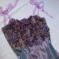 Vintage Purple A Line Strapless Flower Beaded Sequin Satin Tulle Prom Dress Gown SH2528