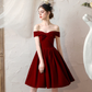 Sweet Burgundy Velvet Homecoming Dress Short Prom Dress SH700