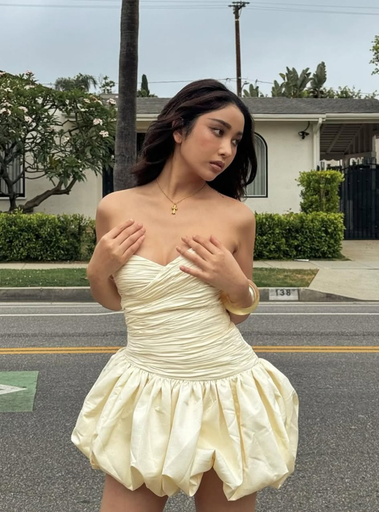 Cute A Line Sweetheart Neck Ivory Pleated Satin Short Homecoming Dress SH3278
