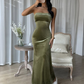 Elegant Mermaid Strapless Velvet Prom Dress Evening Gown SH1252