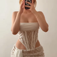 Hot Sheath Strapless Corset White Lace Short Prom Dress Homecoming Dress Outfits SH6861