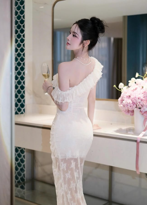 Classic Sheath Off the Shoulder Pink Lace Long Prom Dress Evening Dress SH4670