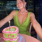 Charming Sheath Straps Green Satin Long Open Back Prom Dress Evening Dress SH2104