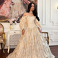 Apricot Vintage Ball Gown Long Sleeve Embroidery Beaded Satin Long Prom Dress SH5486
