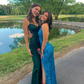 Dark Green New Backless Satin Floor Length Long Prom Dress SH815
