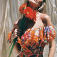 Stunning Orange Print Floral Mermaid Chiffon Prom Dress Vacation Dress SH6260