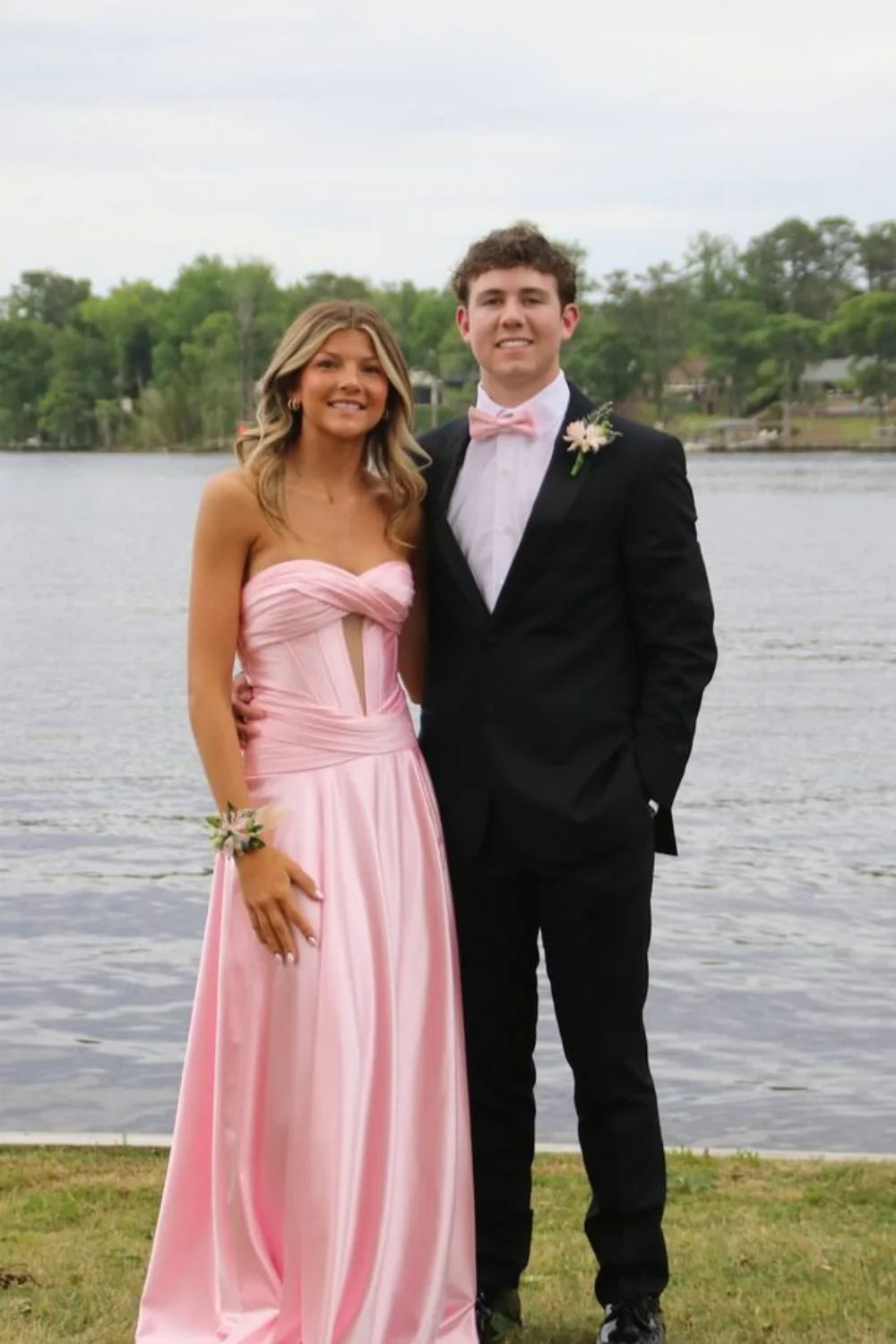 Stunning Royal Blue A Line Satin Prom Dress Evening Dress with Slit SH6211