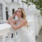 Simple A Line Halter Rhinestone Satin Short Homecoming Dress Evening Dress SH1898