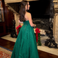 Green A Line Strapless Satin Long Prom Dress Evening Dress SH1801