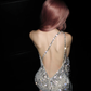 Shiny Sheath One Shoulder Rhinestone Tulle Long Prom Dress SH5553